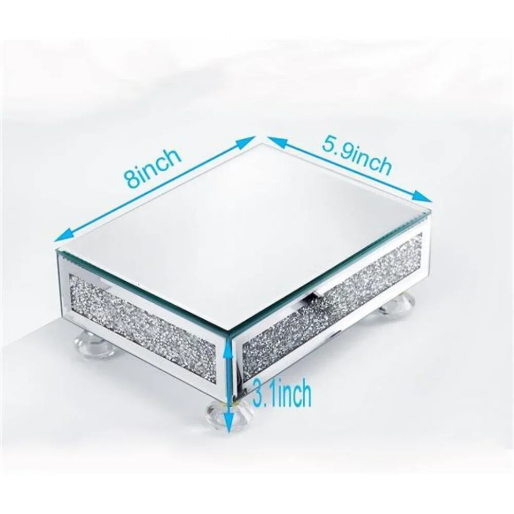 Gold Mirrored Display Tray Riser Decorative Pedestal Stand Bathroom Kitchen Deco
